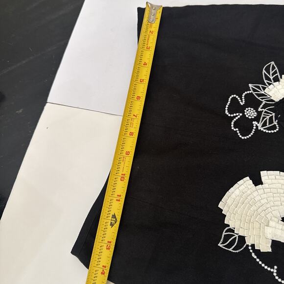 Etcetera Skirt Round Linen Blend Embellished Embroidery Bead Ribbon Lined Size 2 - Picture 13 of 15